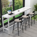 Modern Dove Grey Stone Top Steel Footrest Bar Tables