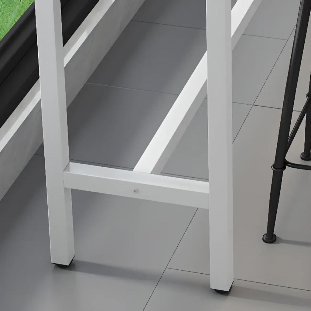 Modern Dove Grey Stone Top Steel Footrest Bar Tables