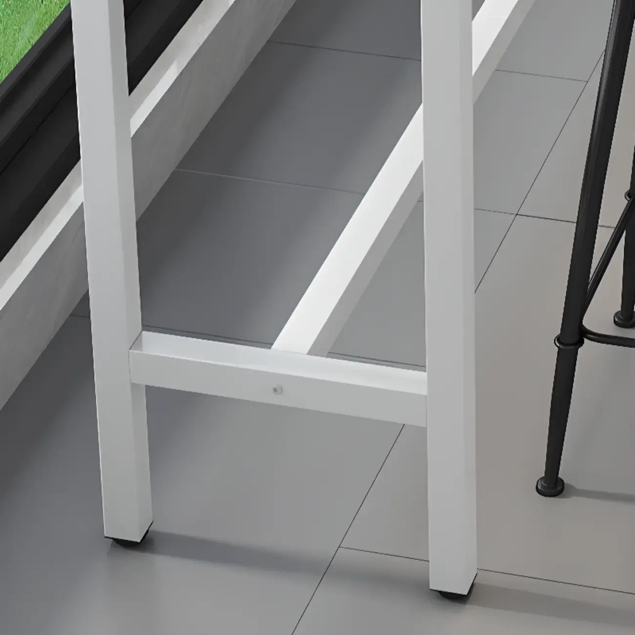 Modern Dove Grey Stone Top Steel Footrest Bar Tables