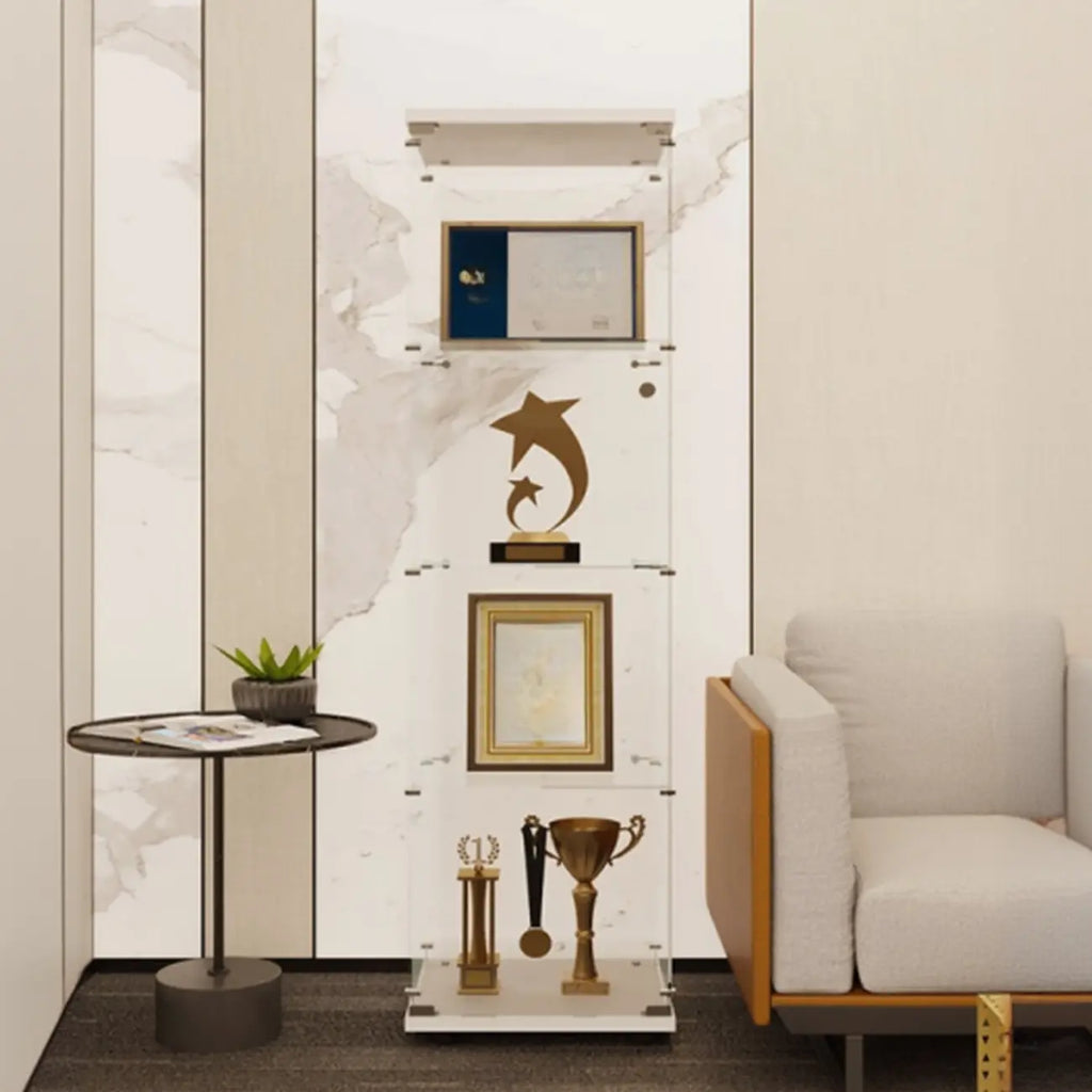 Black Adjustable Shelf Open Storage Glass Display Cabinet