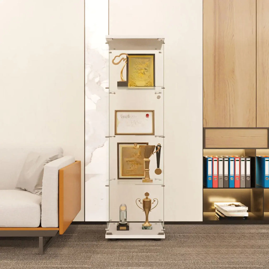 Black Adjustable Shelf Open Storage Glass Display Cabinet
