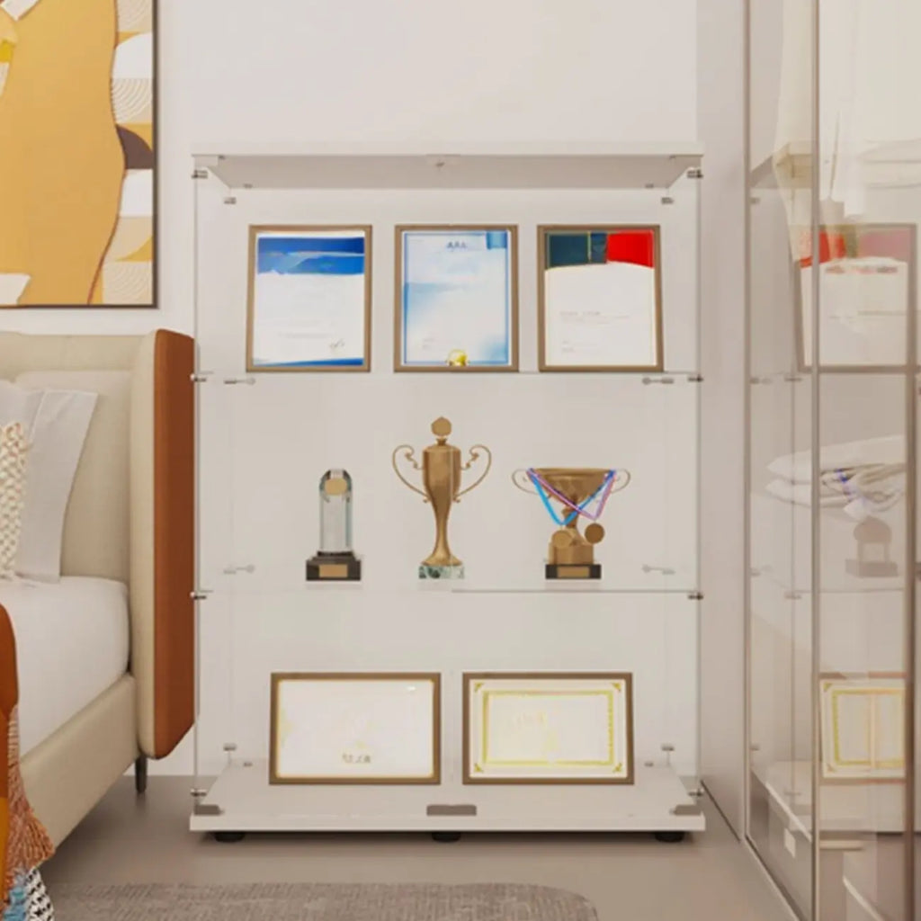 Black Adjustable Shelf Open Storage Glass Display Cabinet