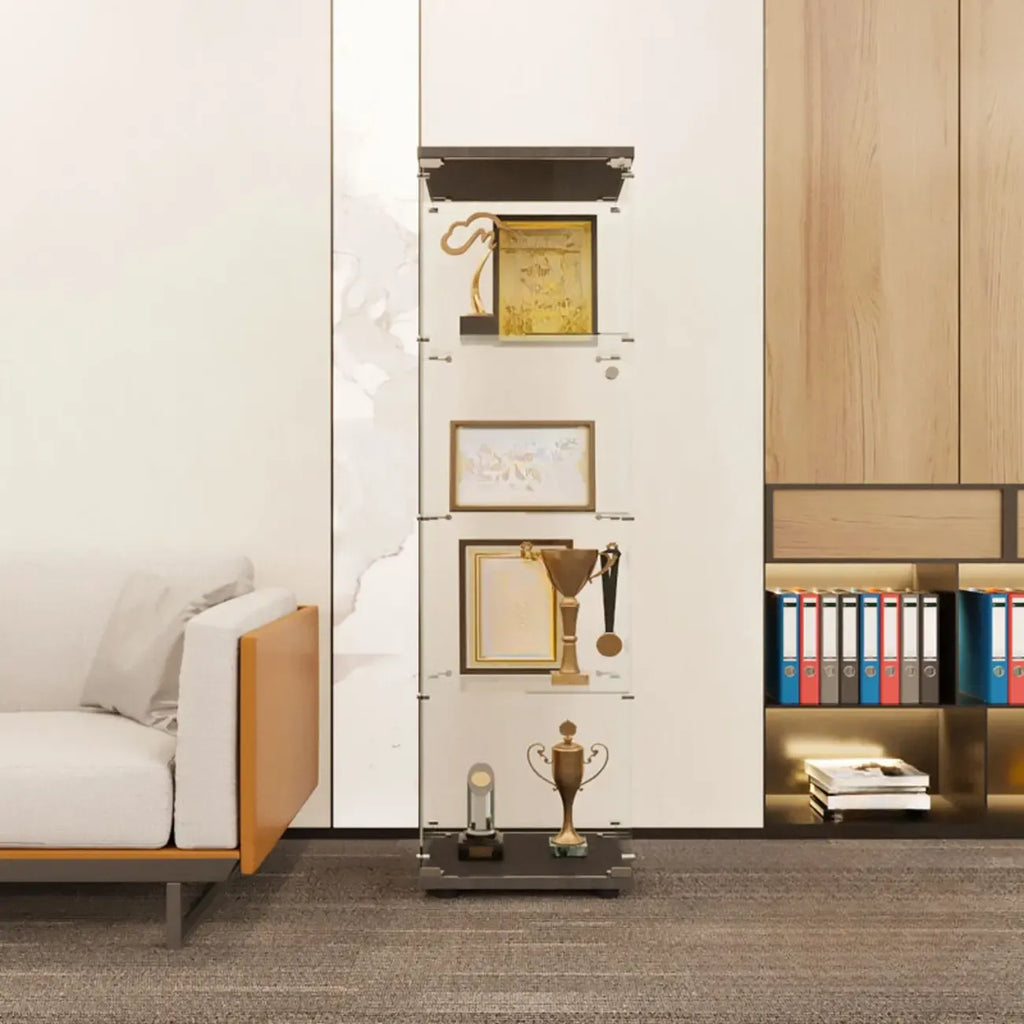 Black Adjustable Shelf Open Storage Glass Display Cabinet