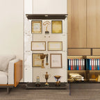 Black Adjustable Shelf Open Storage Glass Display Cabinet
