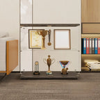 Black Adjustable Shelf Open Storage Glass Display Cabinet