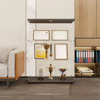 Black Adjustable Shelf Open Storage Glass Display Cabinet