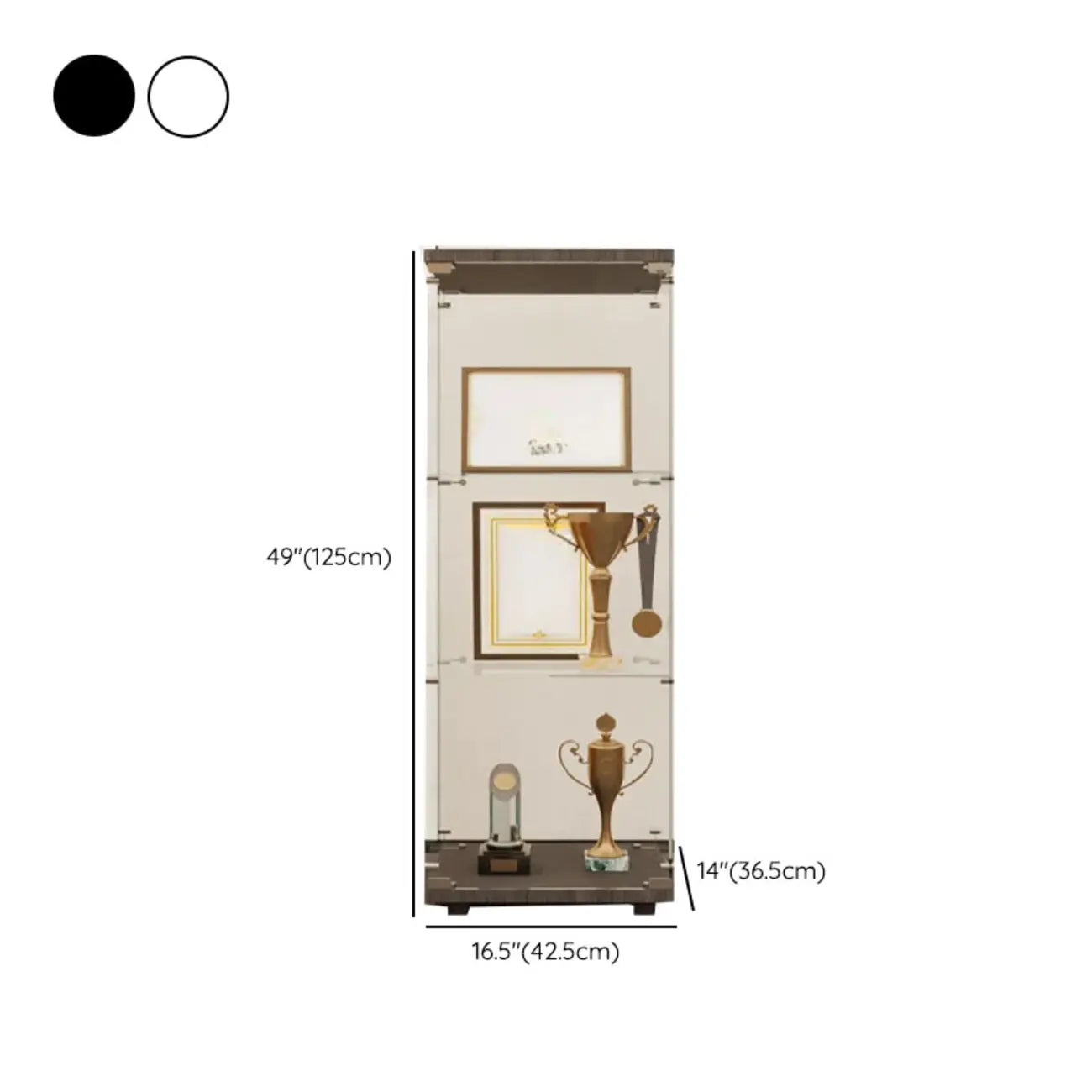 Black Adjustable Shelf Open Storage Glass Display Cabinet