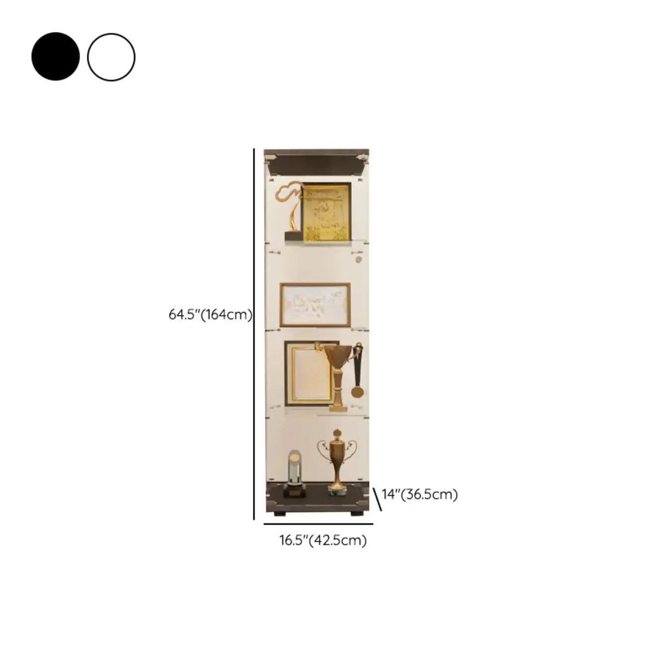 Black Adjustable Shelf Open Storage Glass Display Cabinet