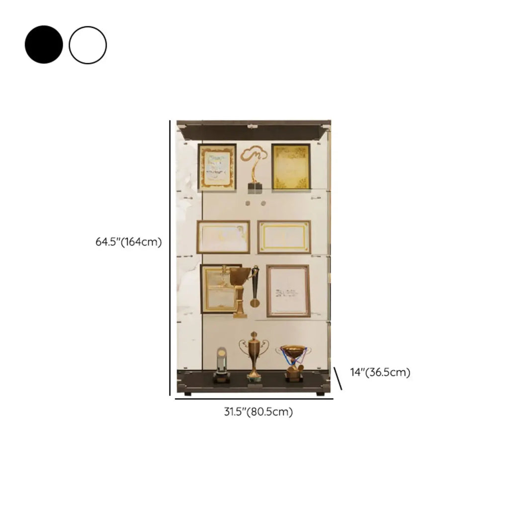 Black Adjustable Shelf Open Storage Glass Display Cabinet