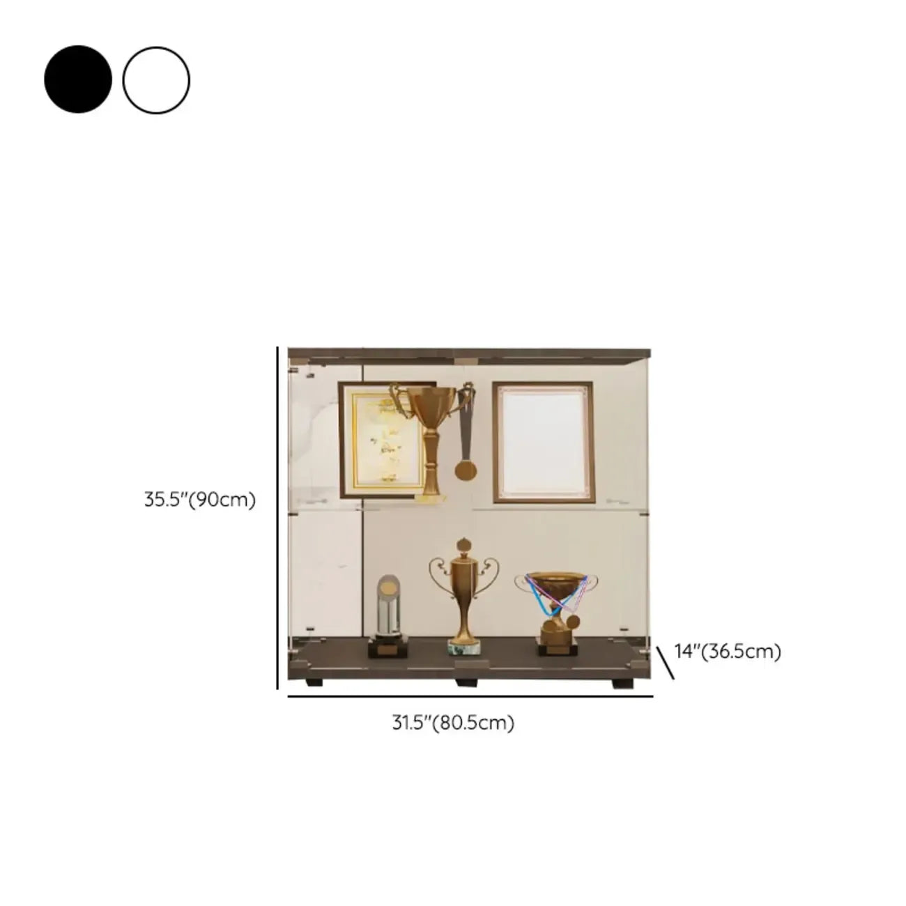 Black Adjustable Shelf Open Storage Glass Display Cabinet