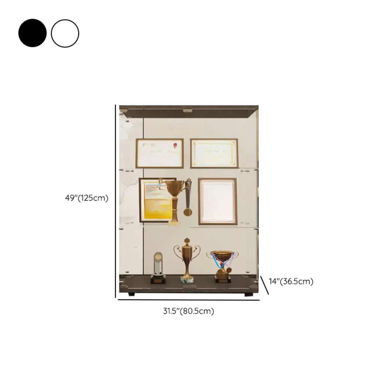 Black Adjustable Shelf Open Storage Glass Display Cabinet