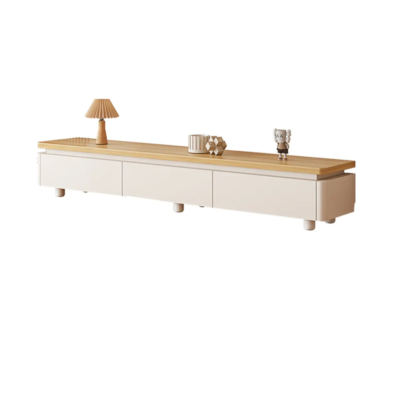 94 Natural Two-Tone Wood Cable Management Storage TV Stand