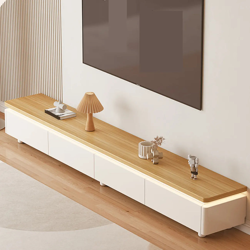 94 Natural Two-Tone Wood Cable Management Storage TV Stand
