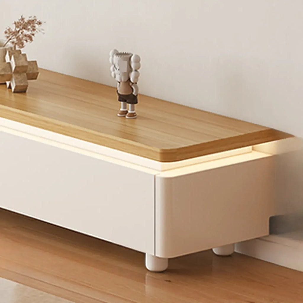 94 Natural Two-Tone Wood Cable Management Storage TV Stand