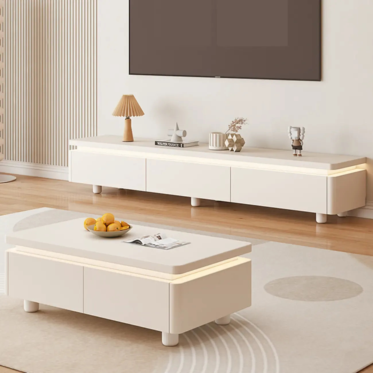 94 Natural Two-Tone Wood Cable Management Storage TV Stand