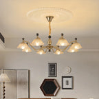 Modern Adjustable Gold Flower Glass Chandelier 6/8 Lights