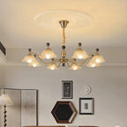 Modern Adjustable Gold Flower Glass Chandelier 6/8 Lights
