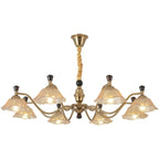 Modern Adjustable Gold Flower Glass Chandelier 6/8 Lights