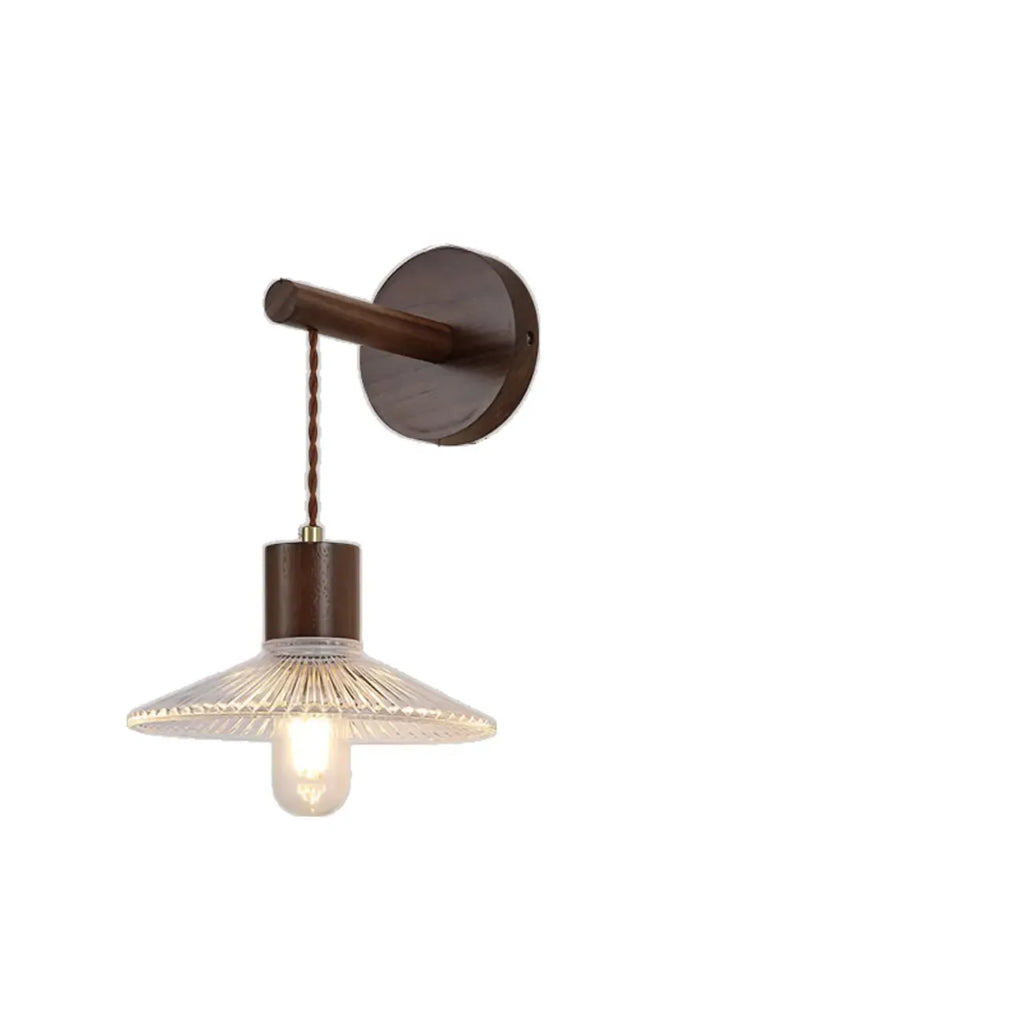 Elegant Geometrica LED Wood Glass Wall Sconce for Bedside