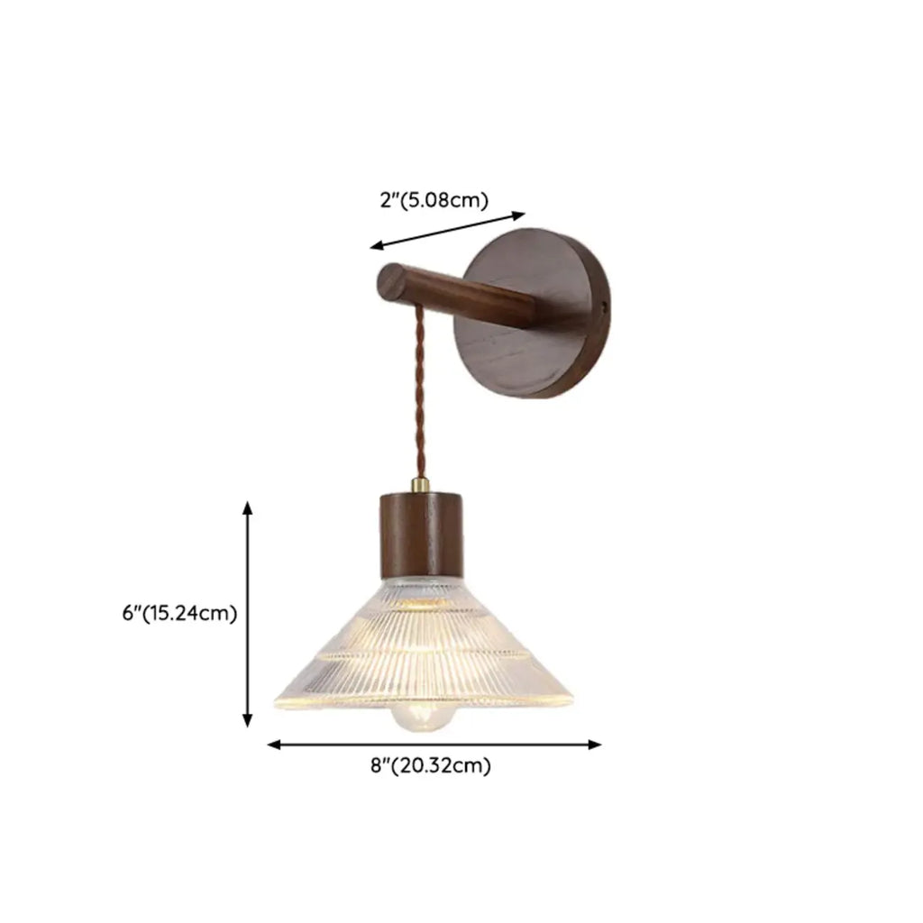 Elegant Geometrica LED Wood Glass Wall Sconce for Bedside