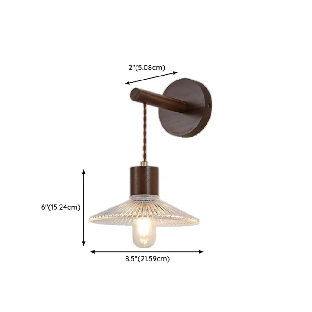 Elegant Geometrica LED Wood Glass Wall Sconce for Bedside