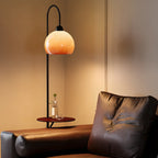 Modern Orange Dome Shade Metal Arc Floor Lamp with Table