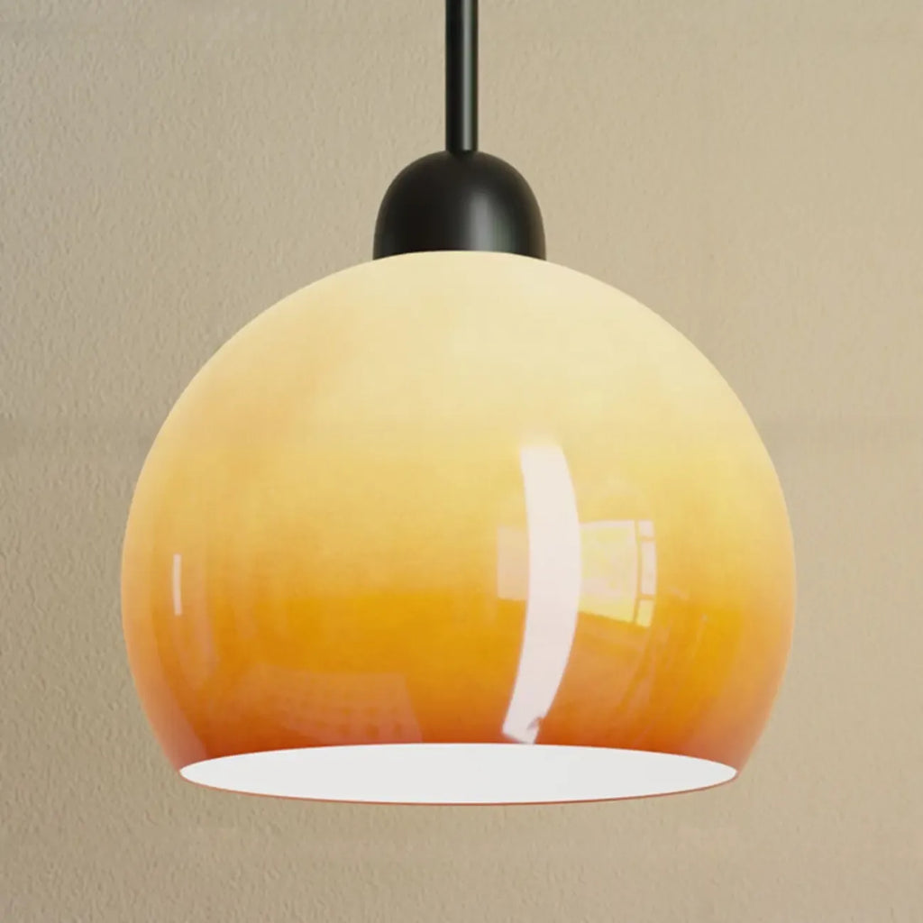 Modern Orange Dome Shade Metal Arc Floor Lamp with Table