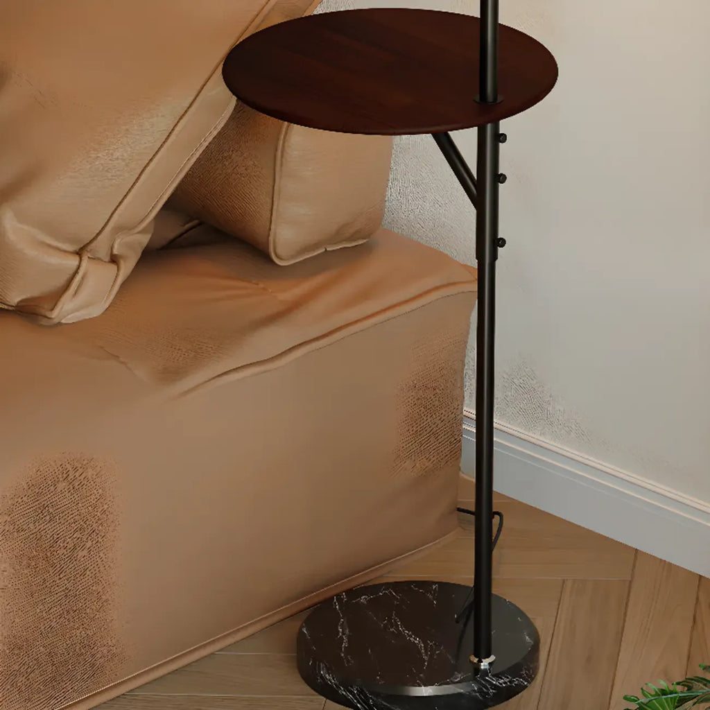 Modern Orange Dome Shade Metal Arc Floor Lamp with Table