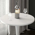 Modern Matte Black Metal Pedestal Round Wood Bar Tables