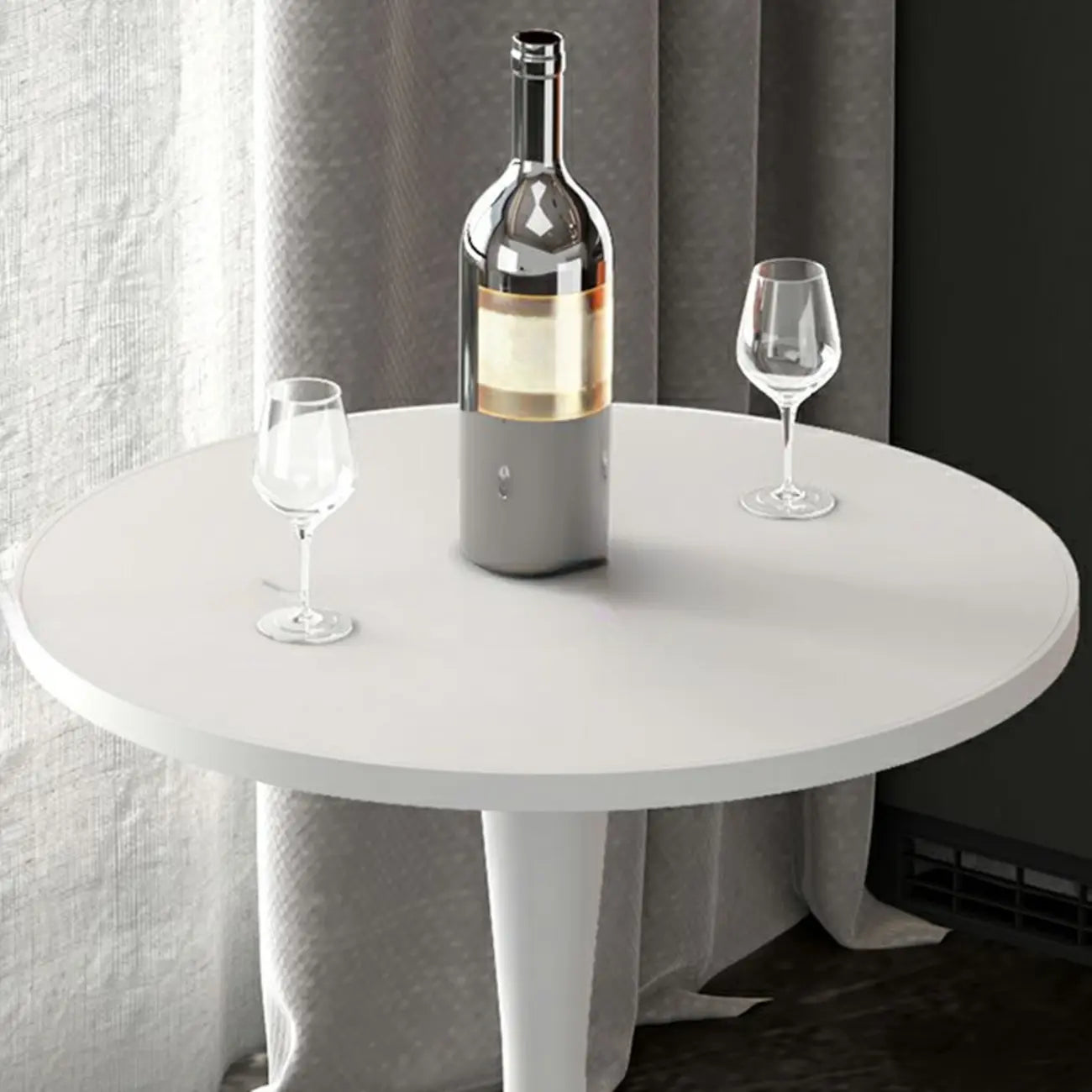 Modern Matte Black Metal Pedestal Round Wood Bar Tables