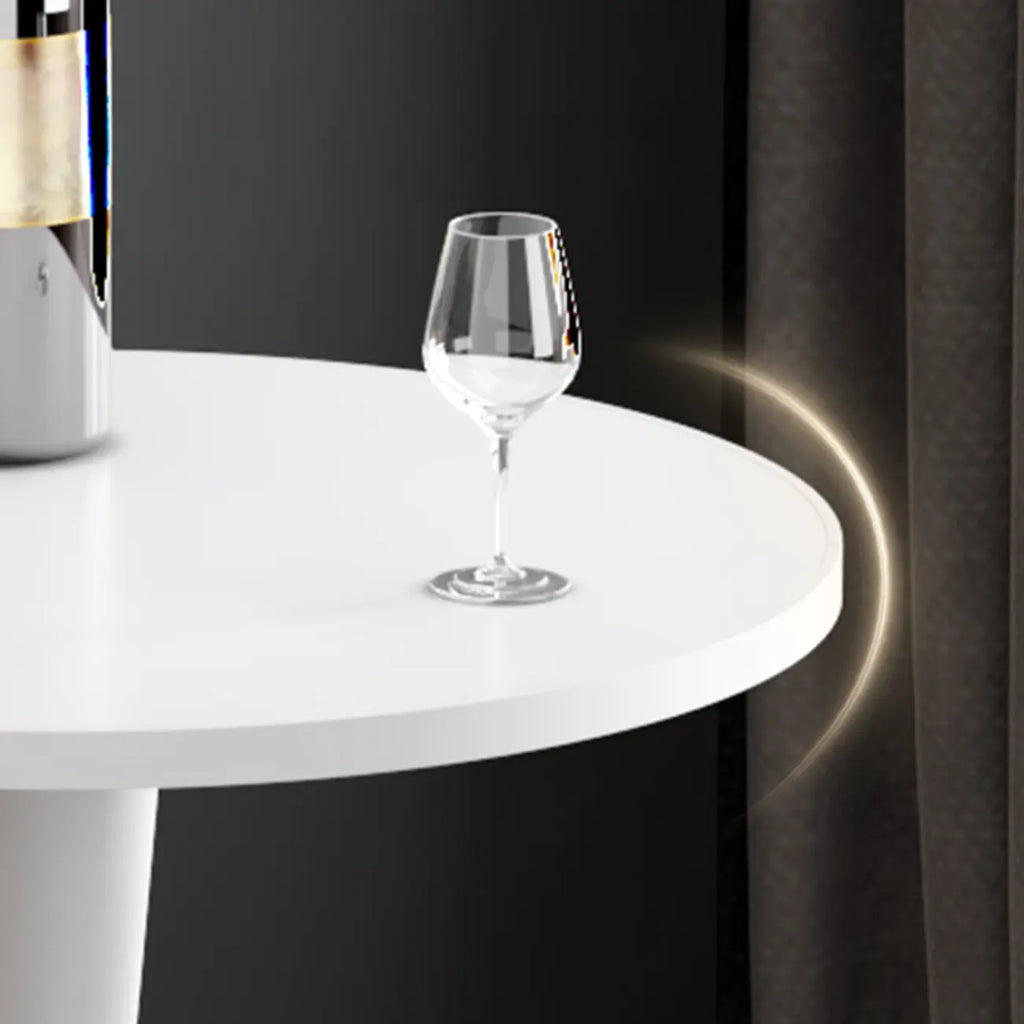 Modern Matte Black Metal Pedestal Round Wood Bar Tables
