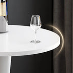 Modern Matte Black Metal Pedestal Round Wood Bar Tables