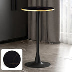 Modern Matte Black Metal Pedestal Round Wood Bar Tables
