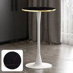Modern Matte Black Metal Pedestal Round Wood Bar Tables