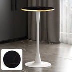 Modern Matte Black Metal Pedestal Round Wood Bar Tables