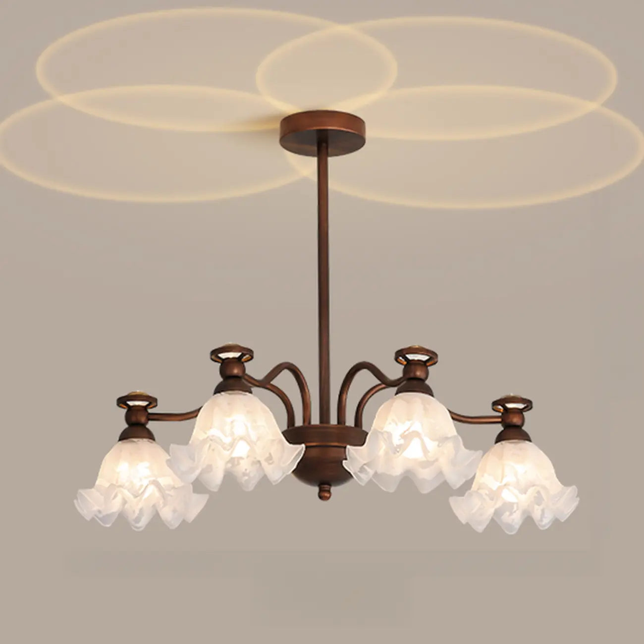 Black Bronze Floral Glass Crystal Chandelier Modern