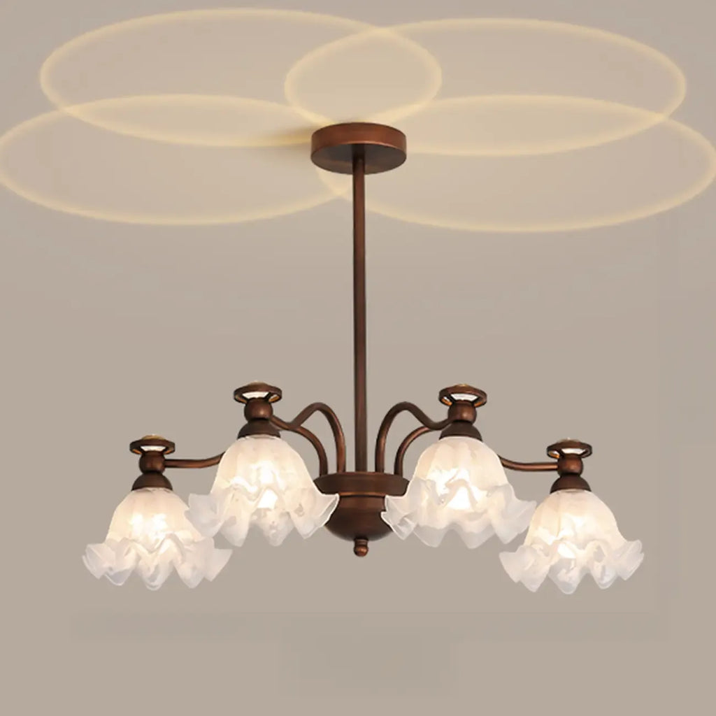 Black Bronze Floral Glass Crystal Chandelier Modern