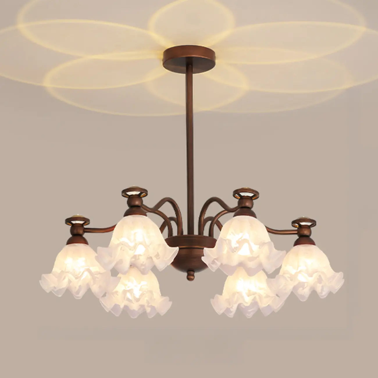 Black Bronze Floral Glass Crystal Chandelier Modern