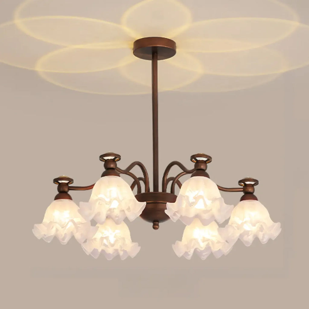 Black Bronze Floral Glass Crystal Chandelier Modern