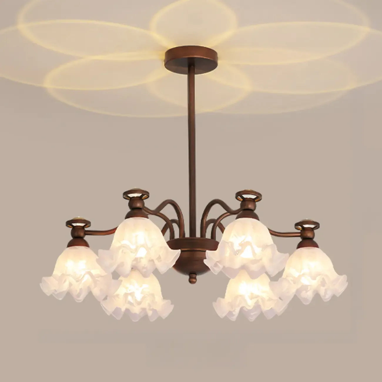 Black Bronze Floral Glass Crystal Chandelier Modern