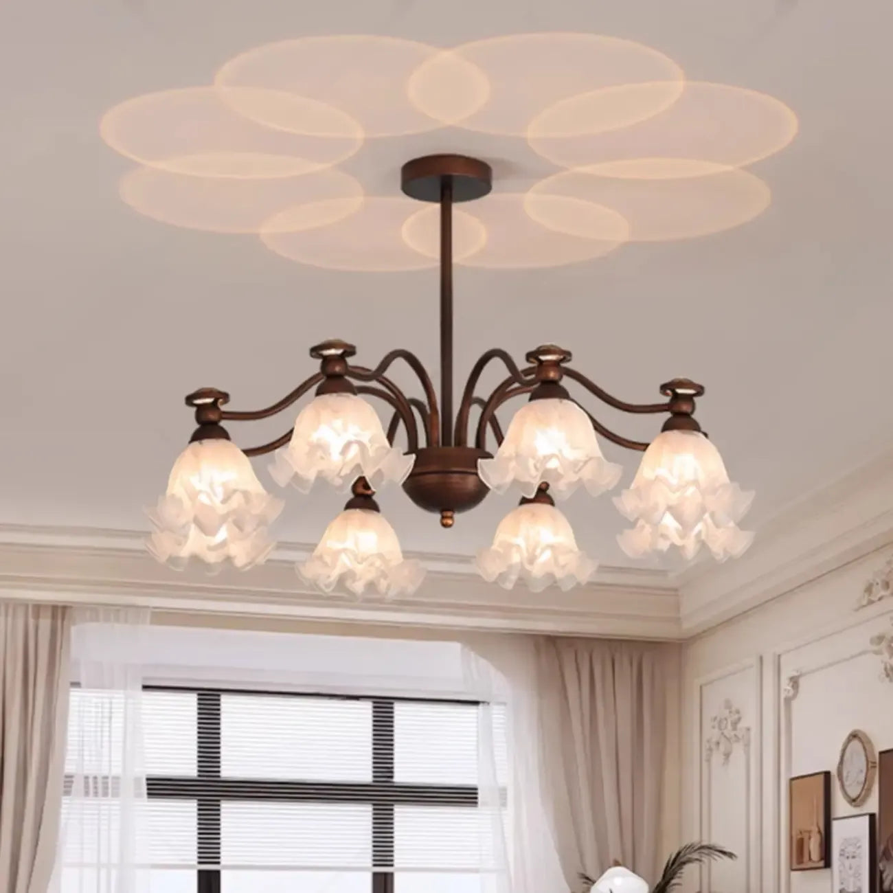 Black Bronze Floral Glass Crystal Chandelier Modern