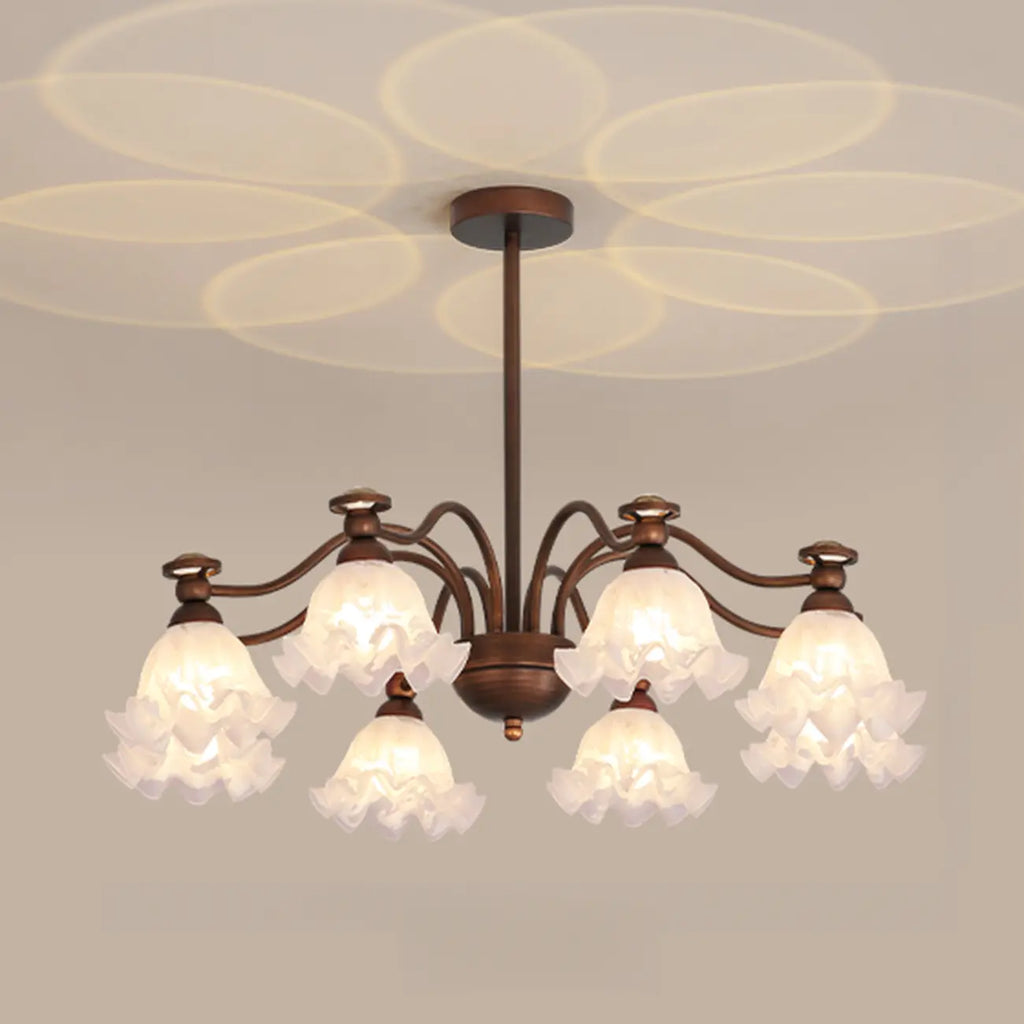 Black Bronze Floral Glass Crystal Chandelier Modern