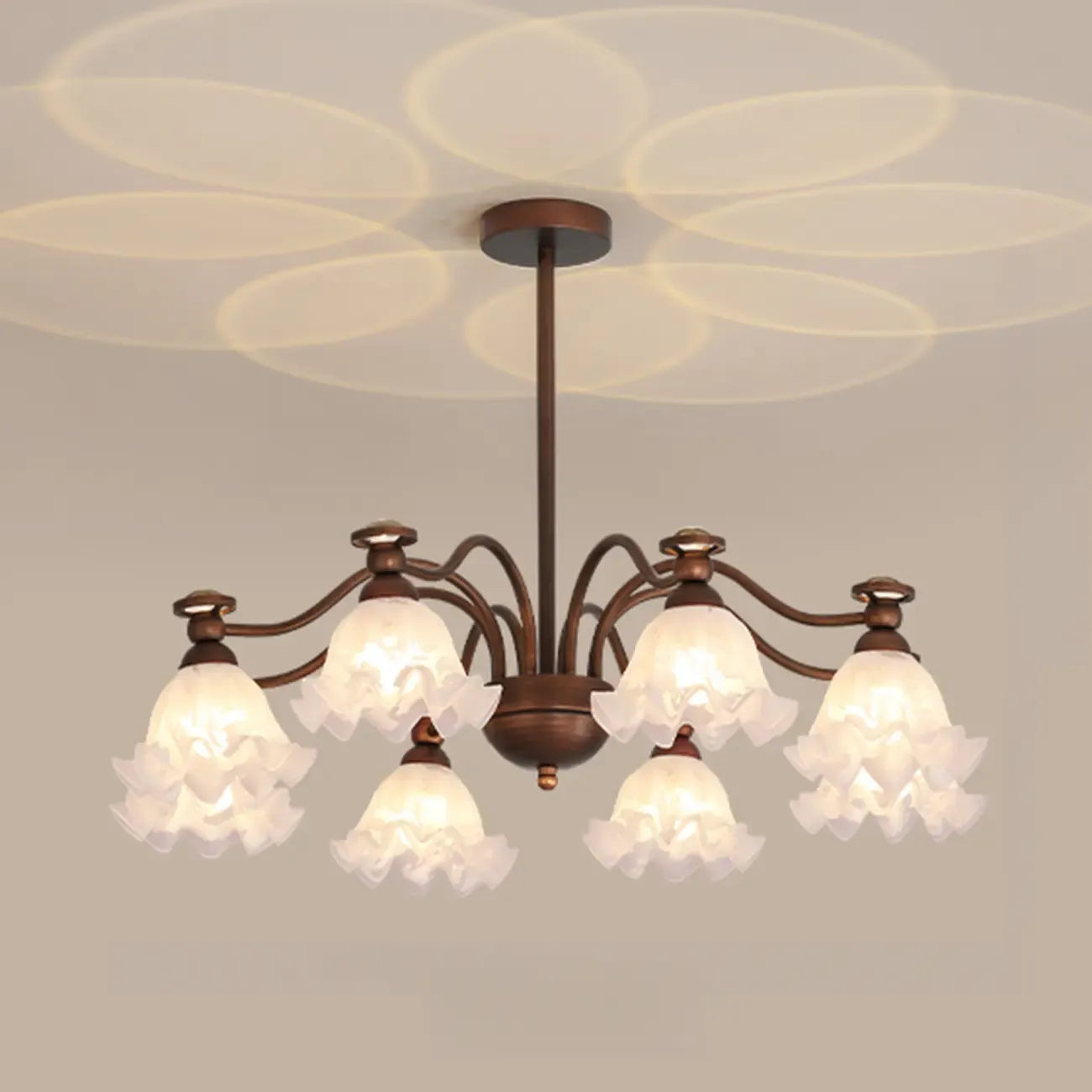 Black Bronze Floral Glass Crystal Chandelier Modern