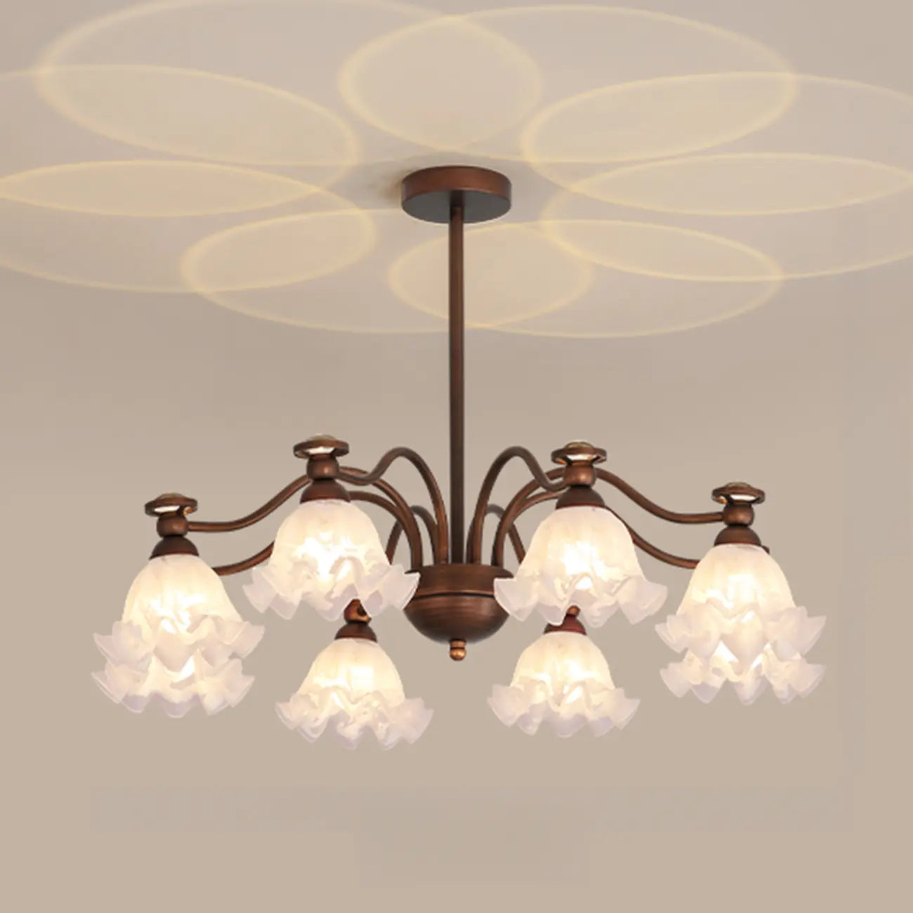 Black Bronze Floral Glass Crystal Chandelier Modern