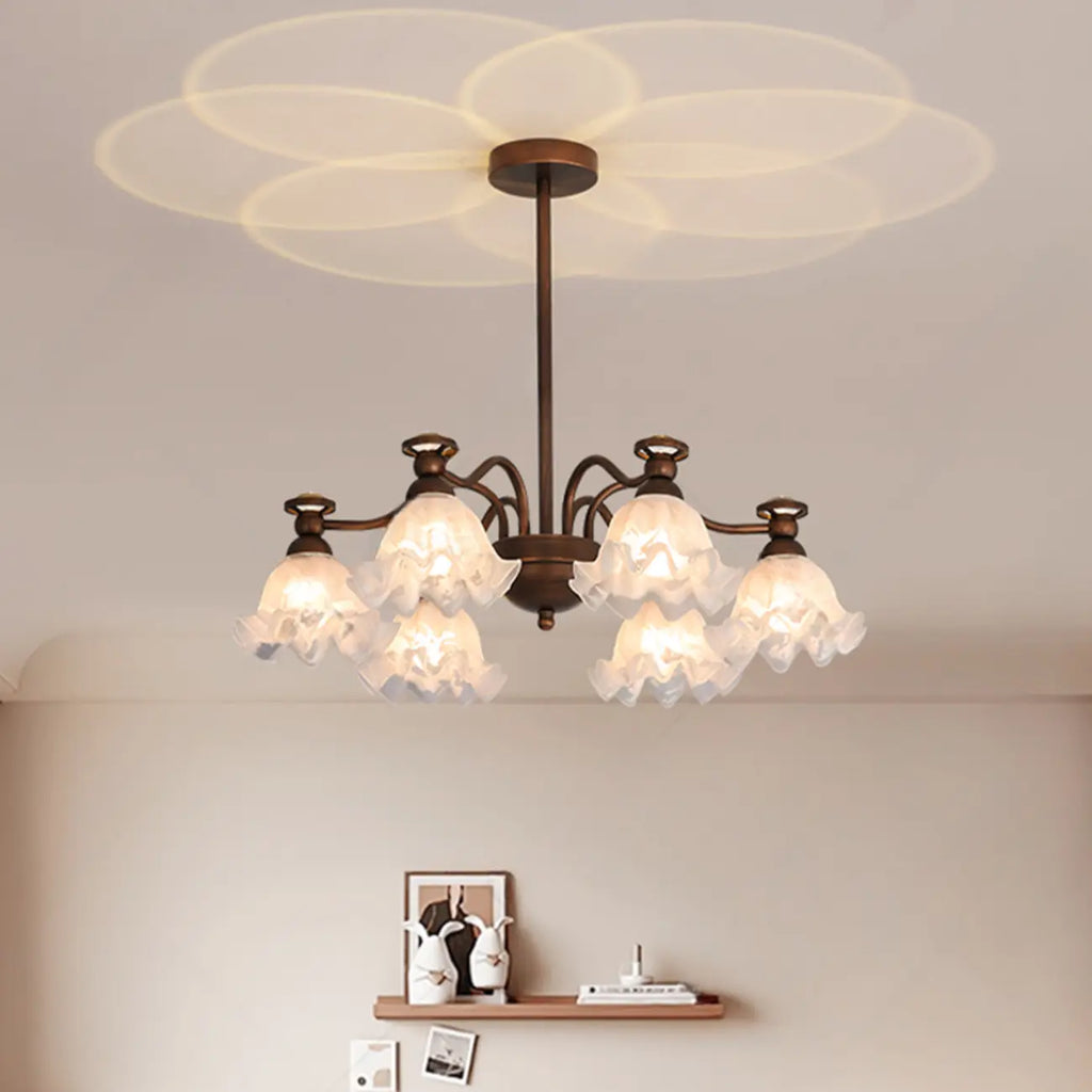 Black Bronze Floral Glass Crystal Chandelier Modern