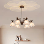 Black Bronze Floral Glass Crystal Chandelier Modern