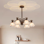 Black Bronze Floral Glass Crystal Chandelier Modern