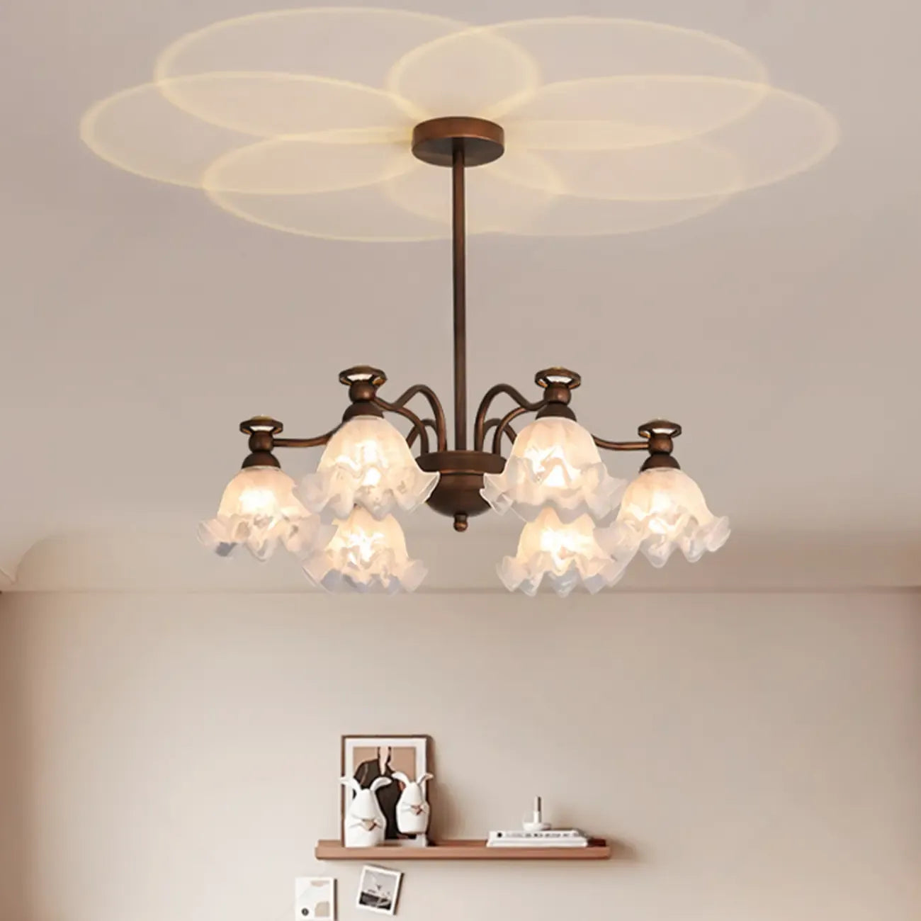 Black Bronze Floral Glass Crystal Chandelier Modern