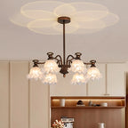 Black Bronze Floral Glass Crystal Chandelier Modern