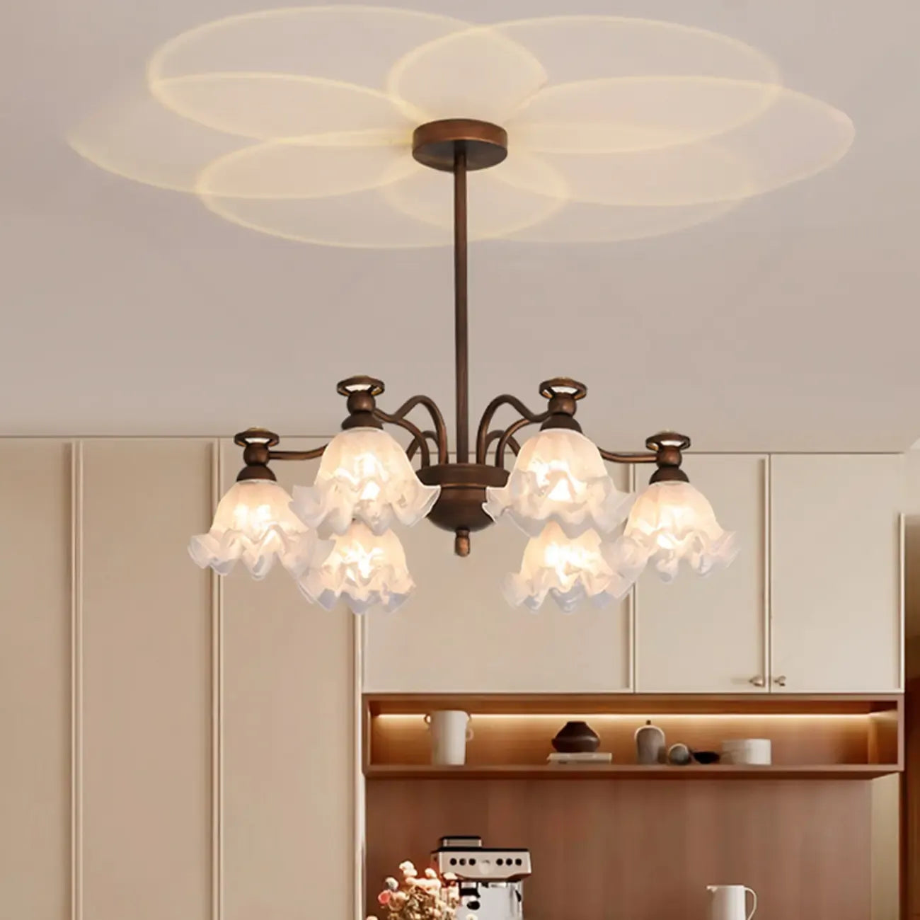Black Bronze Floral Glass Crystal Chandelier Modern